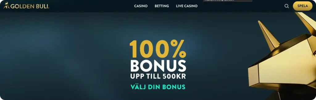 Golden Bull Casino Bonus och spelstart